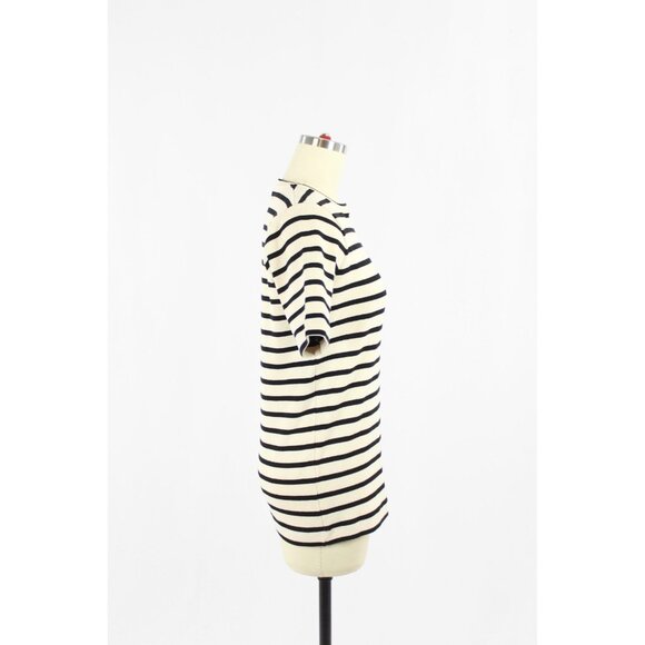 JIL SANDER Mariniere Ivory Black Striped Cotton Jersey T-Shirt, Size S - Picture 7 of 15
